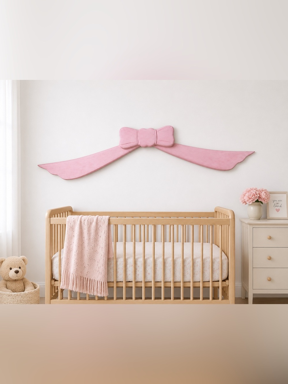 Pink Wooden Bow Wall Hanging Decoration